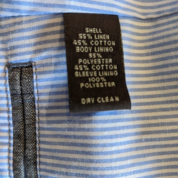 Tasso Elba Island Linen Cotton Grey Blue Plaid Blazer Size Small 36 38 Short - Picture 5 of 6